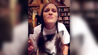 Lunatic cute chick eats a scatcicle