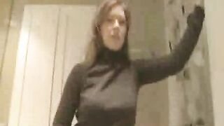 Nasty hot chick masturbates and poops in style at home