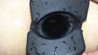 Plugged piss enema closeup
