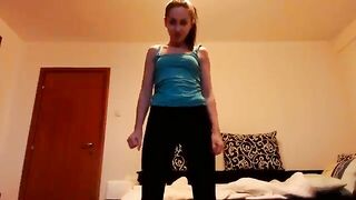 Cute slim sexy girlfriend teasing and pooping hard