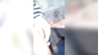 Gaping pussy and shinning yellow shit