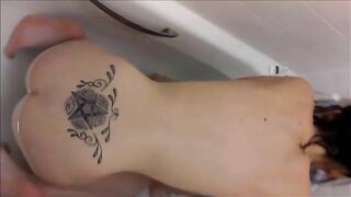 Releasing big sticky poop in the bath