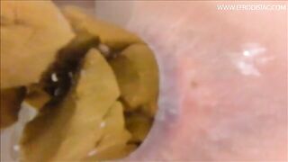Releasing big sticky poop in the bath
