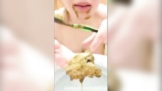 Scat eat and tooth brush play