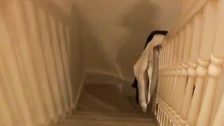 Women step in shit on a floor