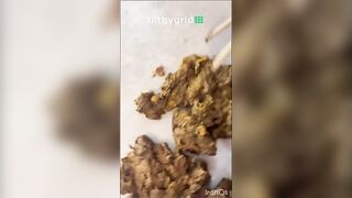 Nasty brunette lady and shitty food