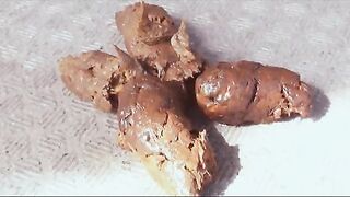 Chubby ass Japanese babe dropping shit outdoor