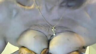 Mature nerdy lady shit eating