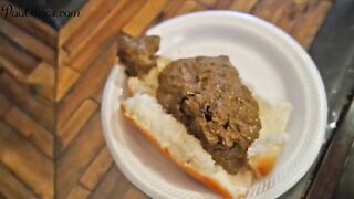 Shit on hot dog and buns