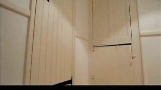 Pretty blonde girlfriend shitting in standing pose