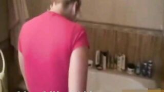 Shitting in her black shoes