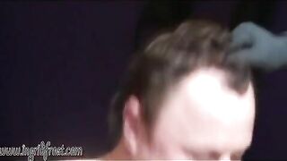 Shitty gloves licking slave and sexy slut