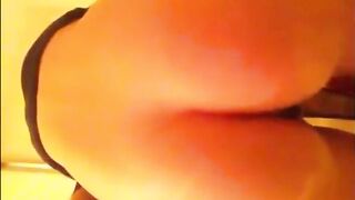 Skinny girl in tanga shitting