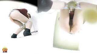 Squat and poop homemade closeup