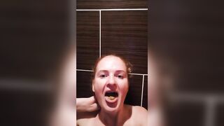 Redhead girl eating shit