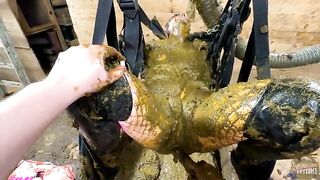 Swing in the barn with shit fun