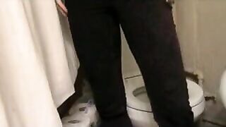 Tattooed brunette girl pushing shit