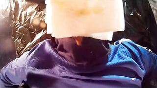 Slutty ass lady shitting on slave