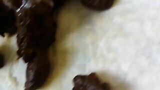 Babe in lingerie teasing and pooping while toying