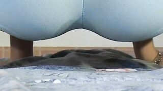 Beautiful babe poops for her hubby