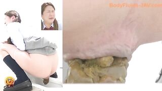Girl takes a massive shit and wipes it on her skirt