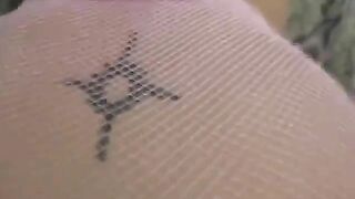 Girl fucks her ass with a massive dildo