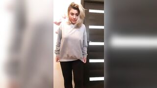 Stunning big boobs brunette teasing and fingering