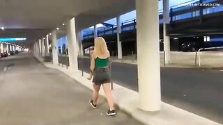 Nice ass blonde bitch pooping in the car parking