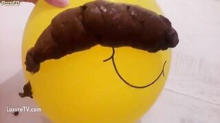 Stunning sticky poop on the ball