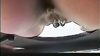 Naked lady shitting hard