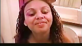 Nasty ebony lady and hot poop closeup