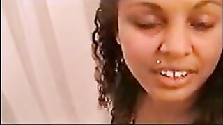 Nasty ebony lady and hot poop closeup
