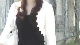 Asian lady and hot shit outdoor