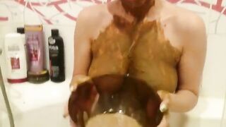 Girl bathing with shit