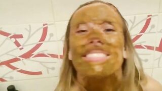 Girl bathing with shit