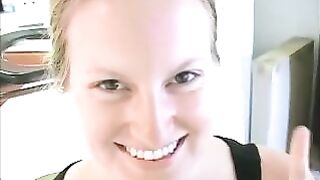 Yummy amateur blonde lady shitting hard