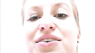 Yummy amateur blonde lady shitting hard