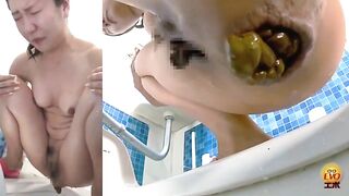 Huge hard constipation closeup