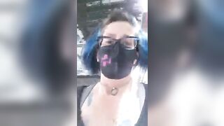 Mature masked lady showing her shit