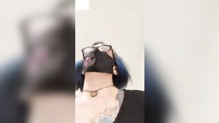 Mature masked lady showing her shit