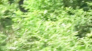 Seudtcive ass girl poops in the forest