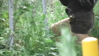 Sexy girl in boots dropping shit