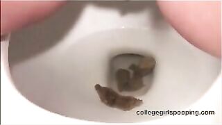 Amateur brunette lady Janelle shitting