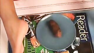 Nice thick ass girl pooping on the couch