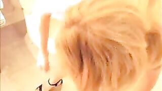 Mature horny blonde lady and sticky shit