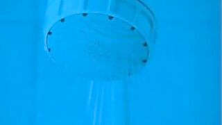 Lucy shits in shower Closeup