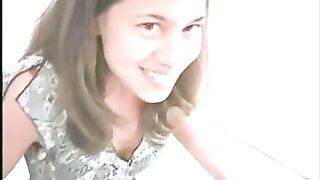 Nasty brunette babe dropping shit for you