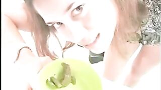 Nasty brunette babe dropping shit for you