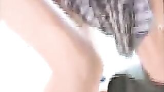 Cute looking brunette babe gets naked for pooping