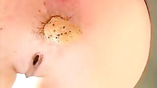 Babe gets naked for shitting at home